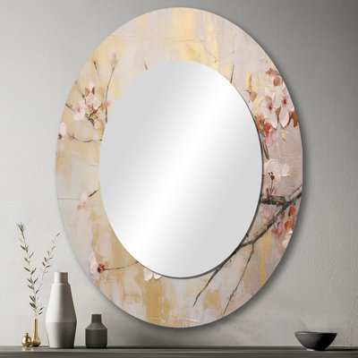 Apple Blossom Harmony III - grand miroir fleur de pomme, miroir mural décoratif rose, impression d'art en métal
