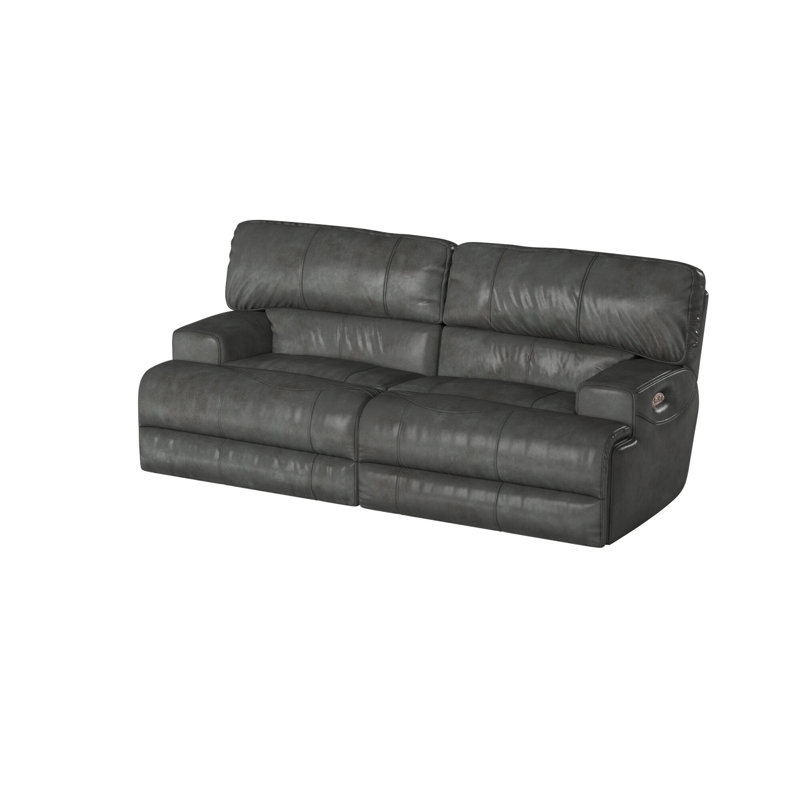 Anjuman 93" Leather Match Reclining Sofa, Power, Yes, Steel Leather Match