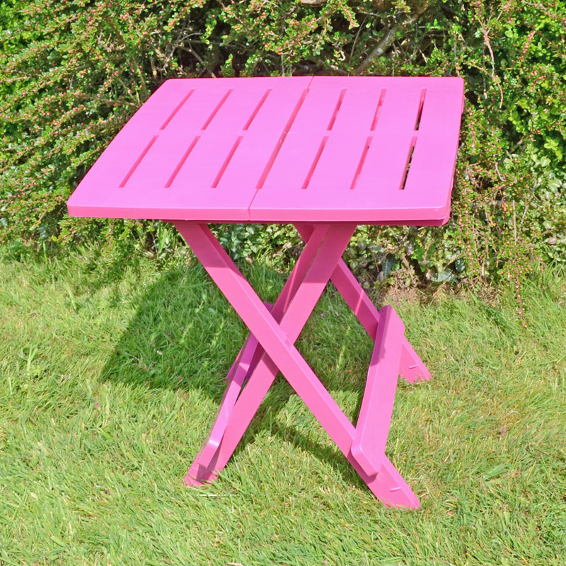 Drexell Folding Plastic Side Table, Pink