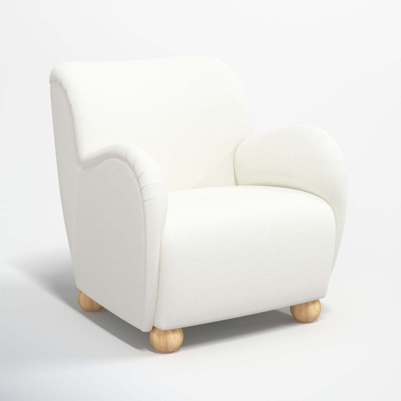 Cowen Polyester Armchair, Zuma White Textured Linen