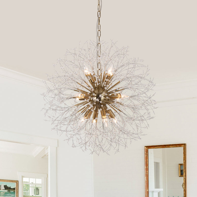 12-Light Crystal Dandelion Starburst Sputnik Chandelier