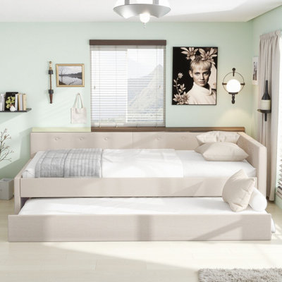 Modern Comfort Upholstered Platform Bed with USB & Trundle by Latitude Run
