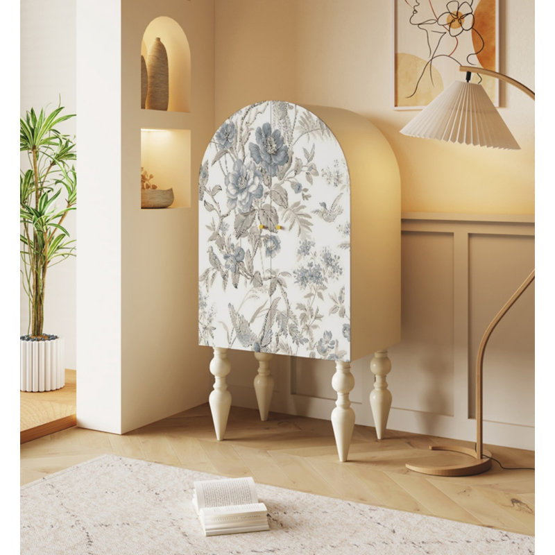 Solid Wood Accent Cabinet, Ivory White