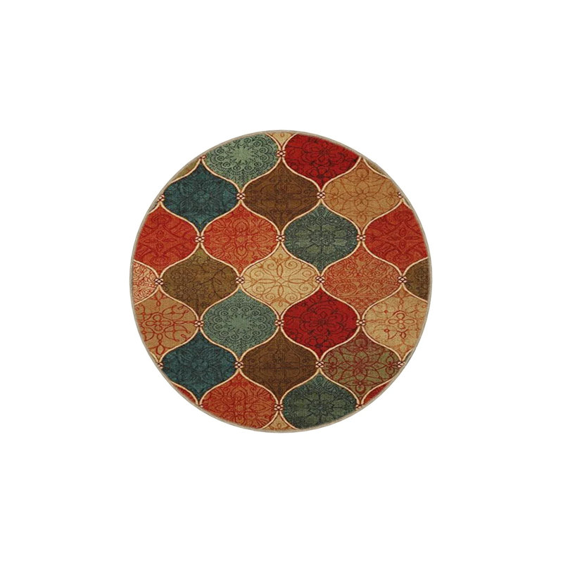 Multicolored Geometric Woven Base Washable Carpet, Runner 3'4" x 9'11"
