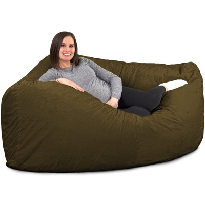  | Fauteuil à billes 6 pi | Rembourrage en mousse - Housse lavable amovible, fourrure d'olive