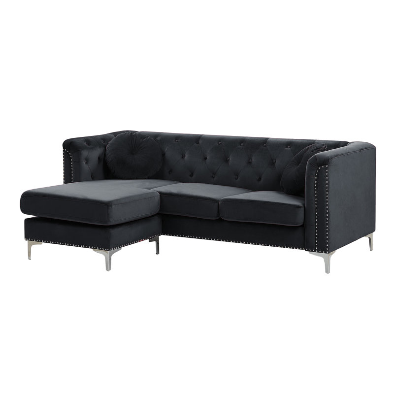 Mosley 3 Seater Corner Sofa , Left, Black