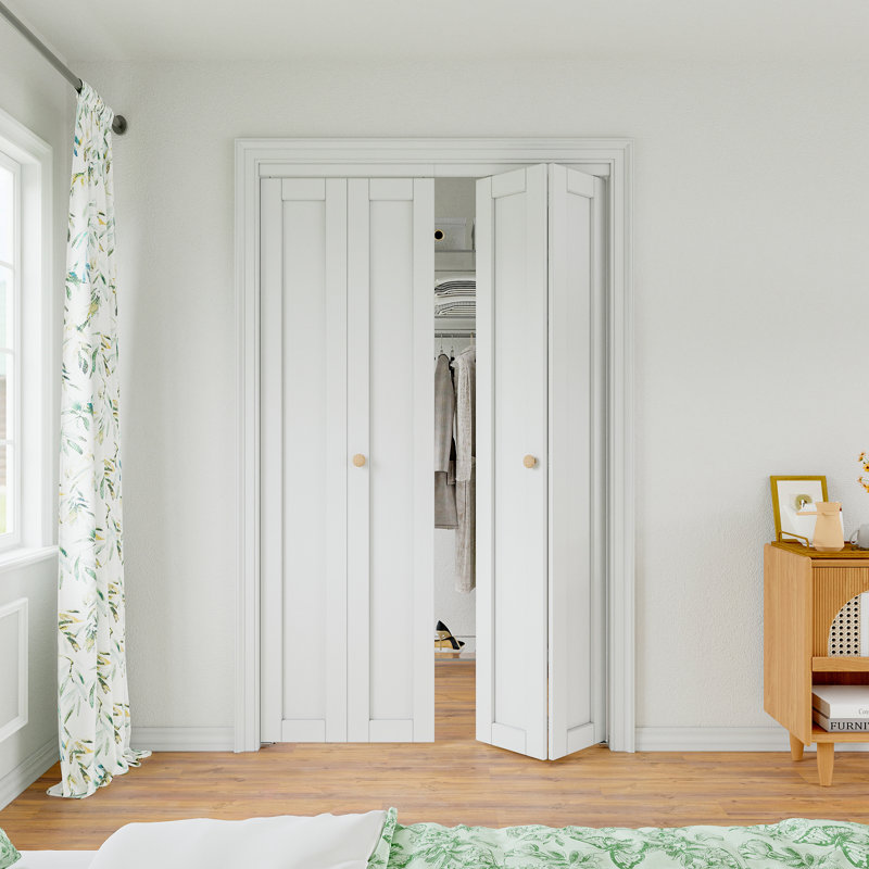 Porte de placard pliante en panneau de fibres à densité moyenne à base solide DIY, 48 po x 80,6 po