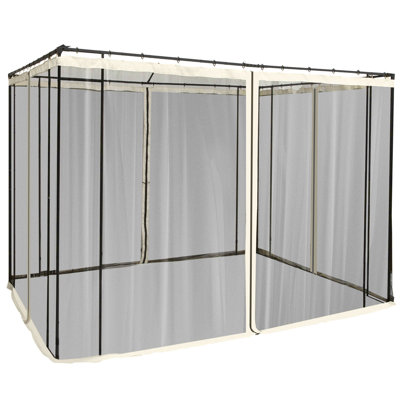 Outsunny 12' x 12' Universal Replacement Mesh Sidewall Netting for Patio Gazebos and Canopy Tents with Zippers, Sidewall Only, Cream