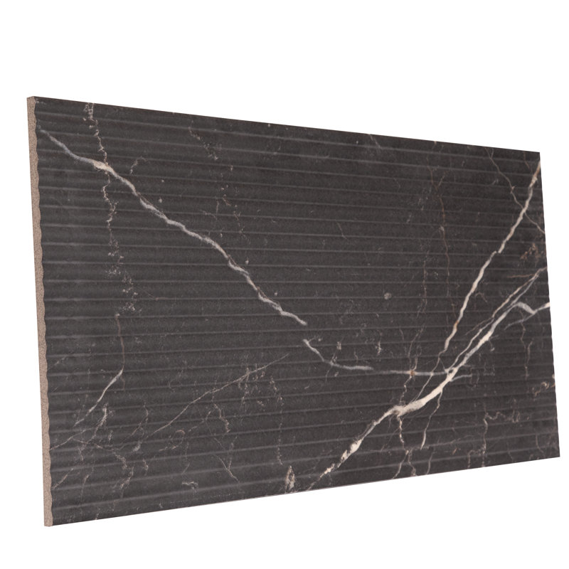 Reve Roseliere Deco 11-3/4 in. x 23-1/2 in. Porcelain Wall Tile, Black/White