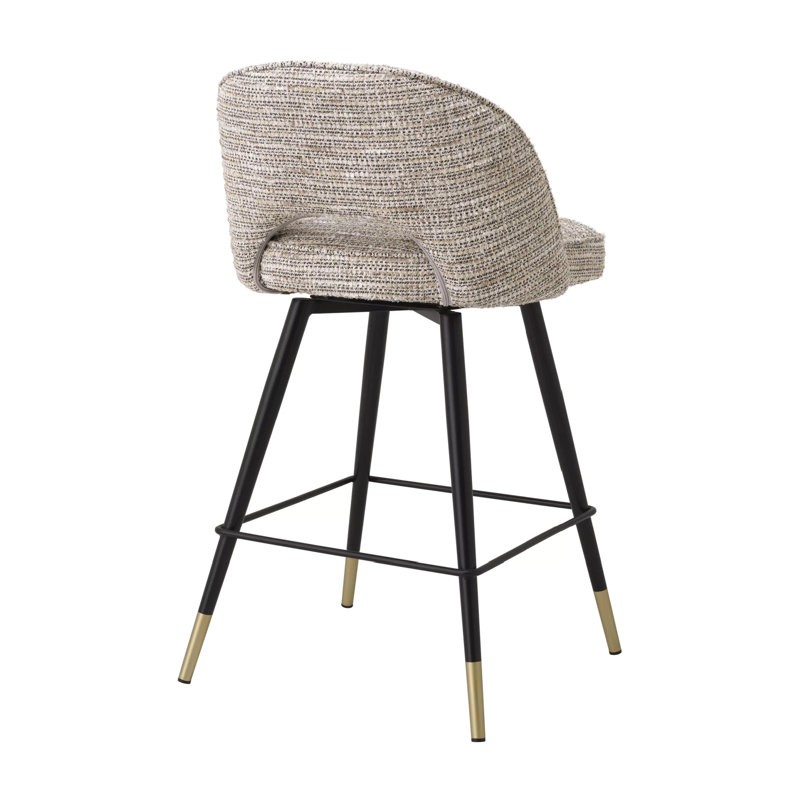 Cliff Swivel Upholstered Stool with Metal Frame, Blue, Counter Stool (27" Seat Height)
