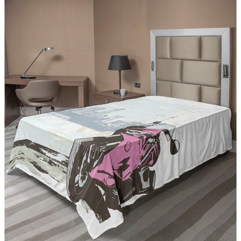 Drap plat Ambesonne Cityscape par River Pink Black, Drap plat pour lit simple