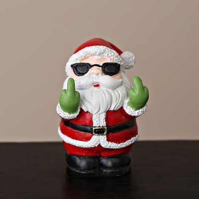 Christmas Santa Figurine, Funny Middle Finger Statue, Cute Decor For Christmas Decorations Indoor, Xmas Figurine For Porch And Indoor Home Party Winter Decor Gifts