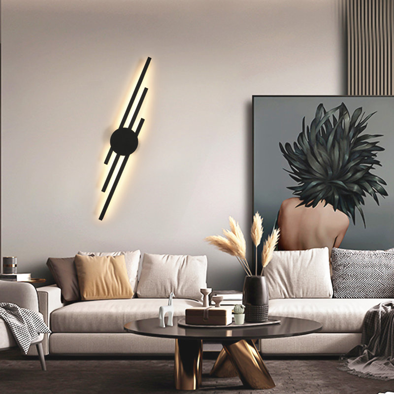 3-Light 58Cm Black Flush Mounted Sconce