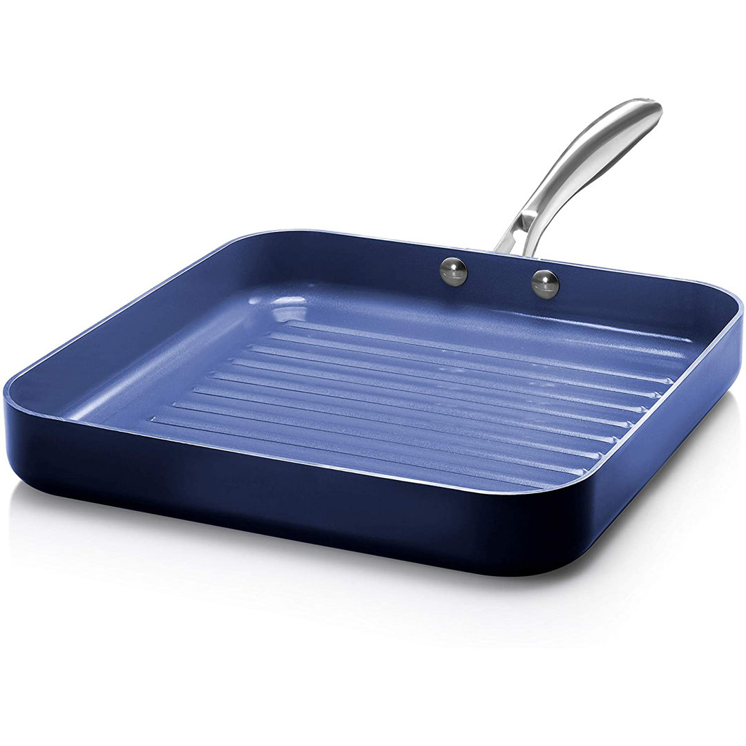 Granitestone Blue 10.5 Nonstick Square Grill Pan with Stay Cool Handle, Oven & Dishwasher Safe Granitestone