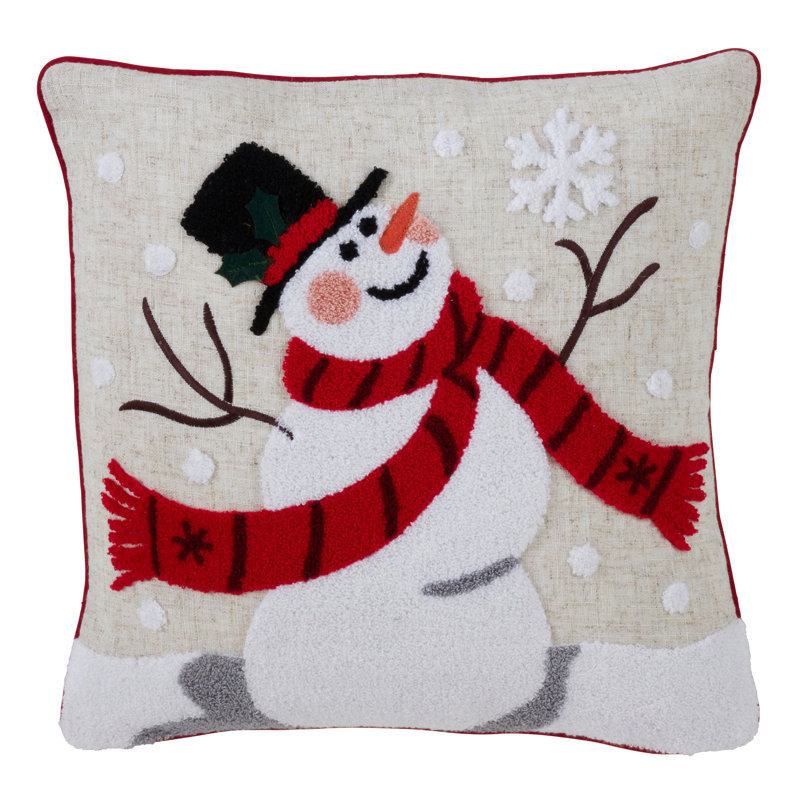  Square Jolly Snowman Throw Pillow