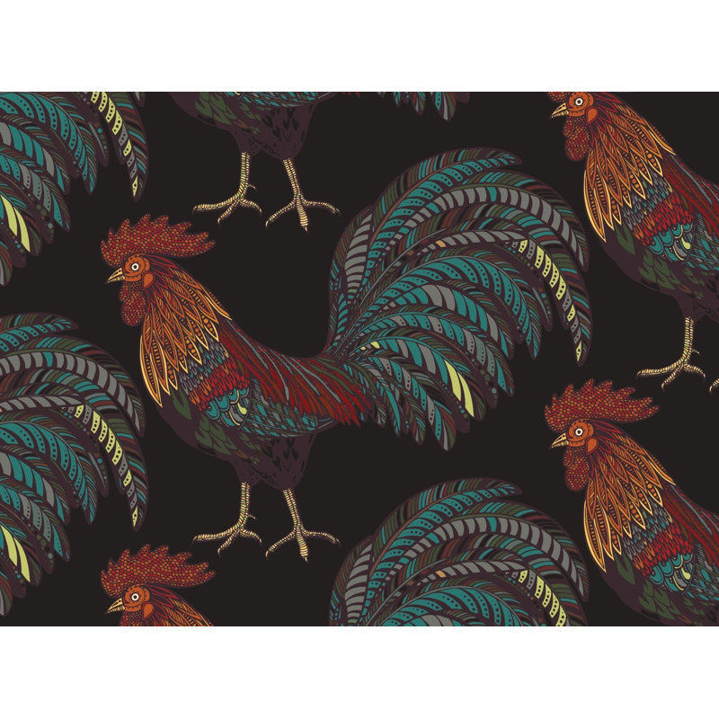 Rooster Wallpaper Abstract Vibrant Wall Mural