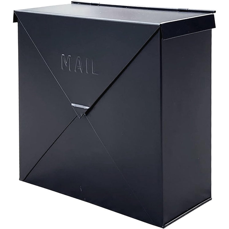 Boîte aux lettres murale Chicago, Noir, noir, noir, noir, H 12 po x l 12 po x P 4,8 po