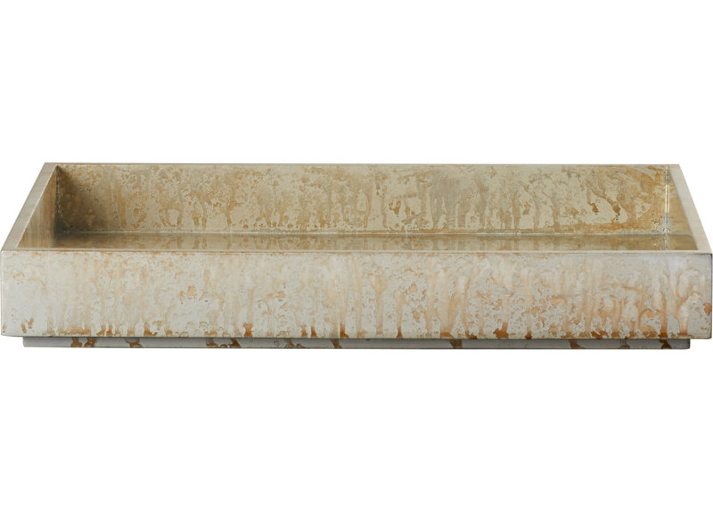 MDF Decorative Tray, 2.25" H x 18" D x 18" D, Champagne Silver