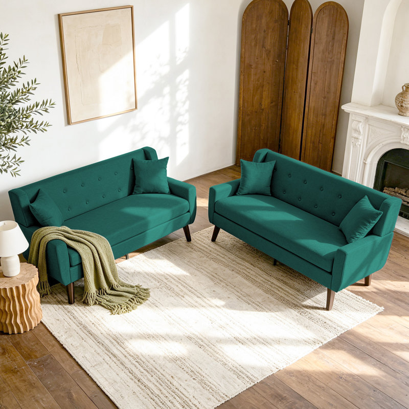 Causeuse Jaqueze, Light-Blue Linen Blend