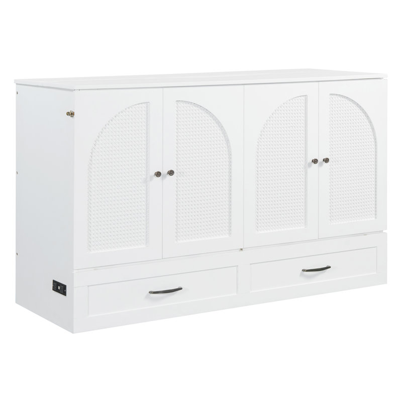 Grand lit escamotable avec grands tiroirs, Blanc