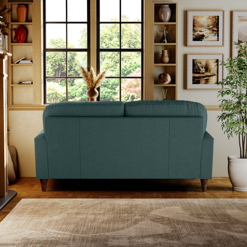 Adaku 2 Seater Sofa, Teal, Burnished Beech
