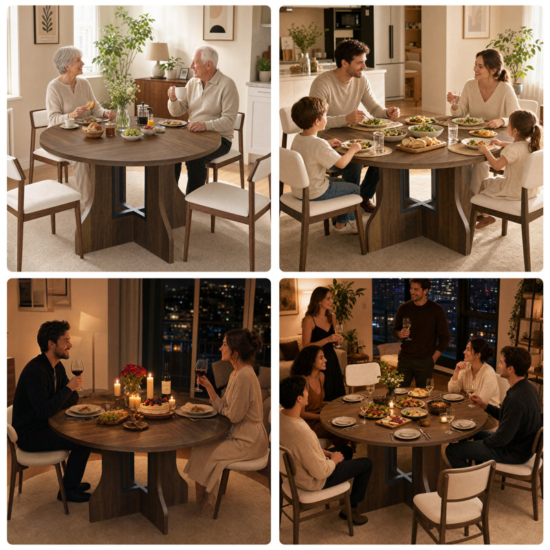 Round Dining Table 120cm, Walnut