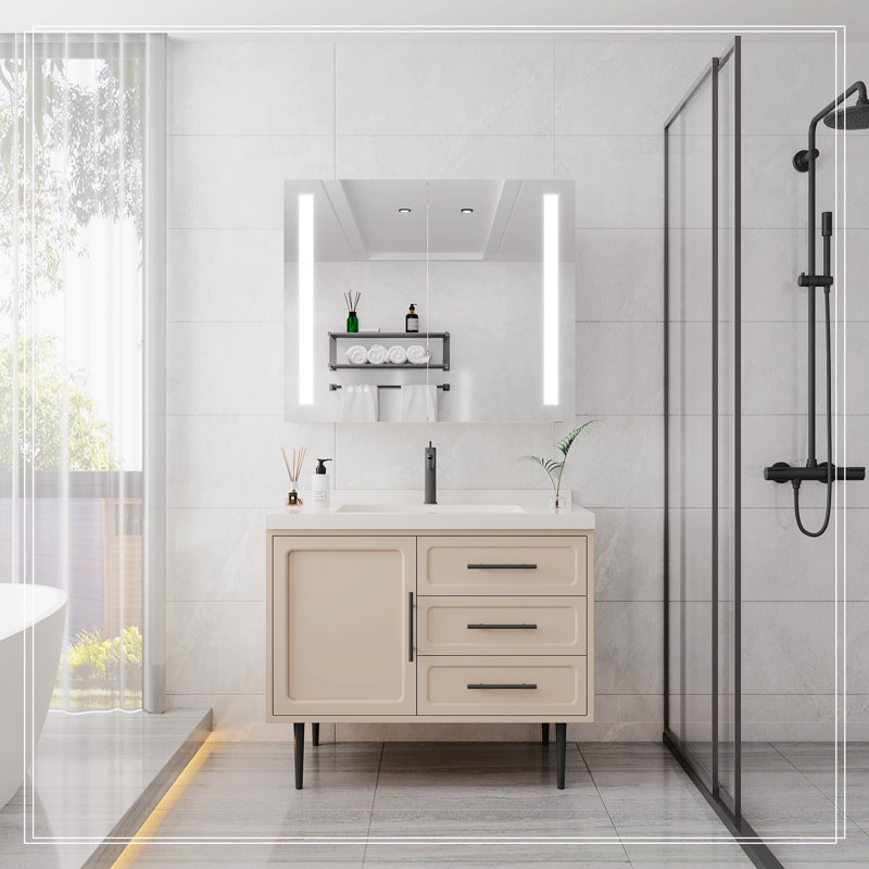 Rangement pour salle de bain Albulena, H 30 po x l 36 po x P 5 po