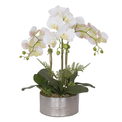 Faux Flower Arrangement Orchids Arrangement in Pot