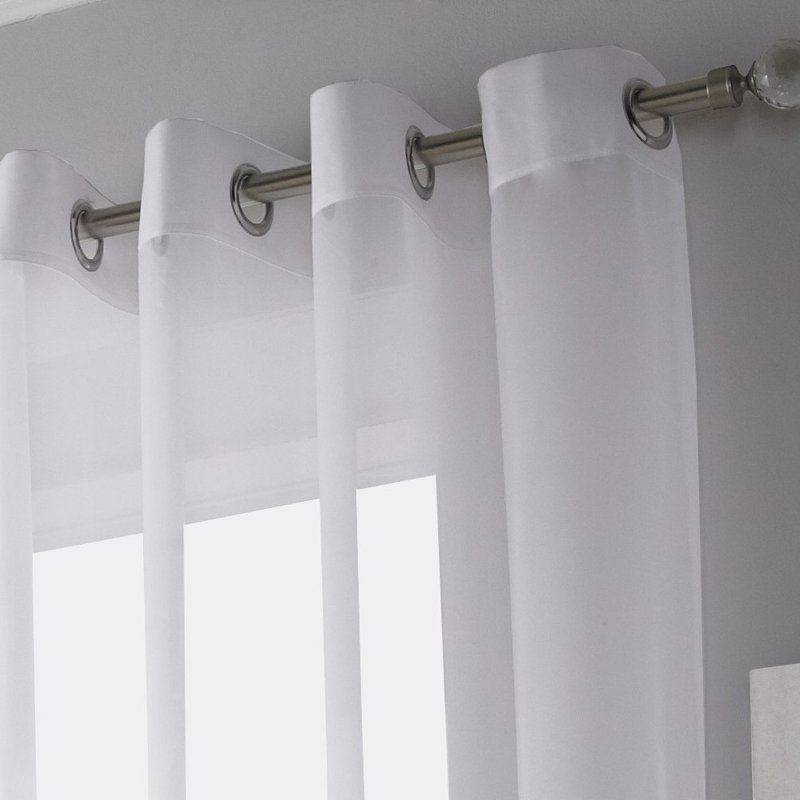 Jamie Eyelet Sheer Voile Curtain Panel, 144cm Width x 182cm Drop, White