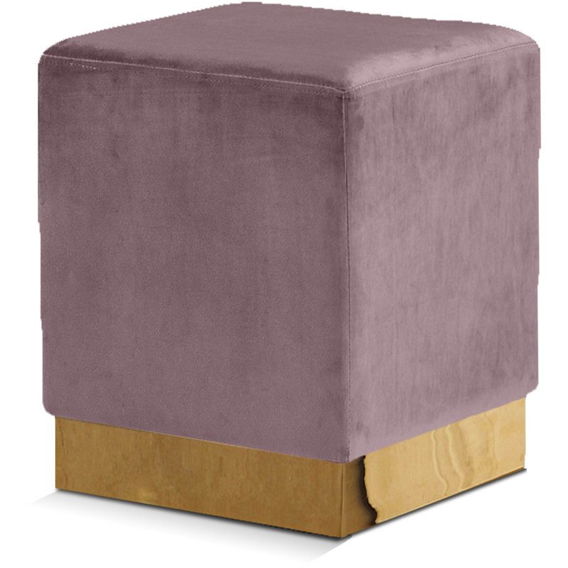 Annora Velvet Ottoman, Gold, Pink Velvet