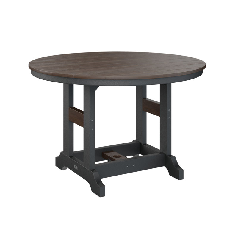 Garden Classic Outdoor Round Bar Table, Brazilian Walnut, Black