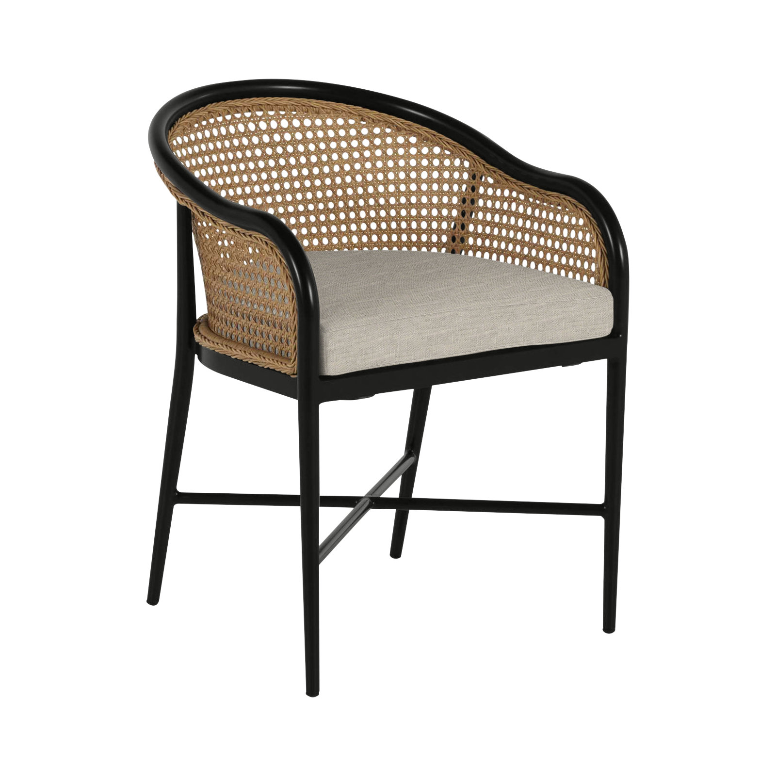 Havana Cane N-Dura Resin Wicker Outdoor Arm Chair, No Welt, Chalk/Natural Cane, Perigold Key Figure Mineral