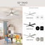 Ventilateur de plafond noir mat moderne à 4 pales 52 pouces avec DEL intégrée 3000K et chaîne de traction Tavo-127367588