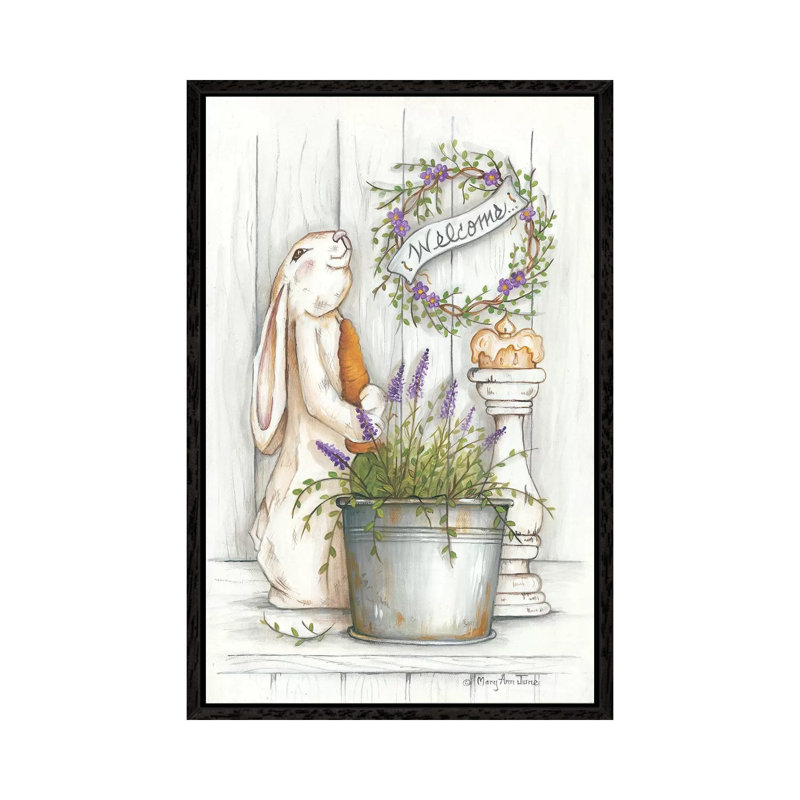 Welcome Bunny by Mary Anne June - Print on Canvas, Black Framed, 101.6 cm H x 66.04 cm W