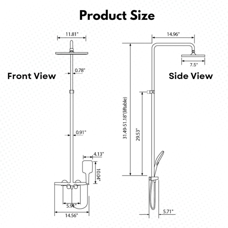 Brushed Gold Brass Thermostatic Wall-Mounted Shower System