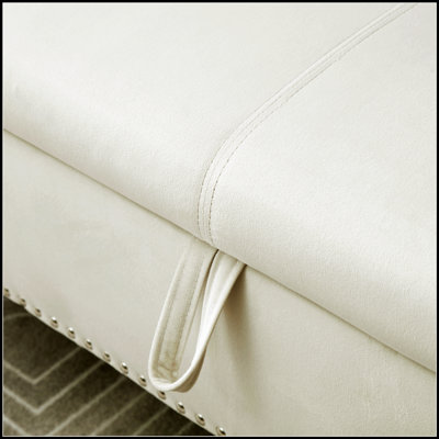 Bench with 1 Pillow, Velvet Multifunctional Storage Bench Rectangular Sofa Stool