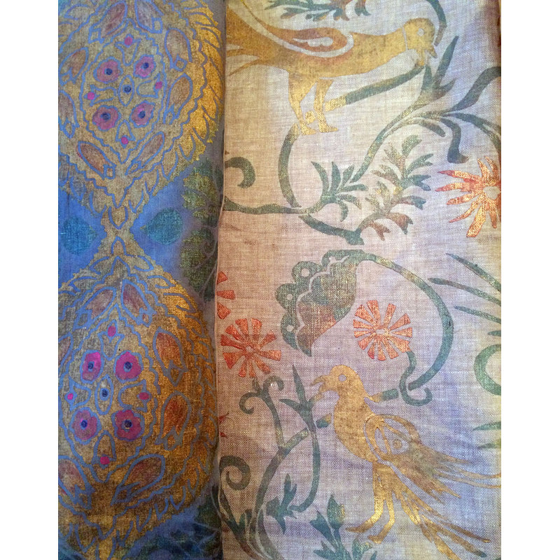 Chinese Flowers II Linen Throw
