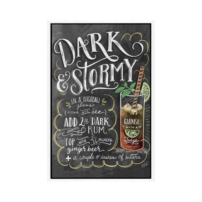 Dark And Stormy Recipe by Lily & Val - Floater Frame Print on Canvas, 66.04 cm H x 45.72 cm W, White Framed Canvas