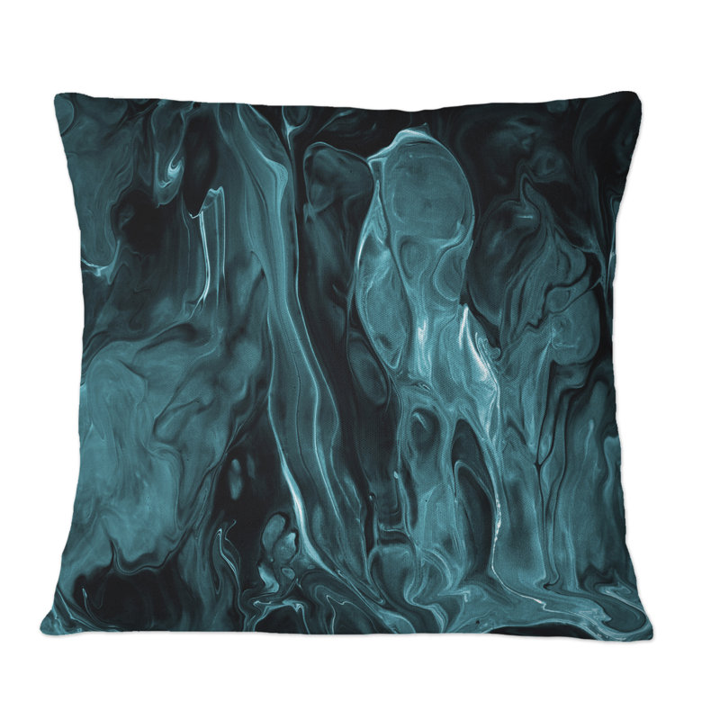 Coussin Turquoise Creative Abstract Dark I - Modern Printed, 18 po x 18 po