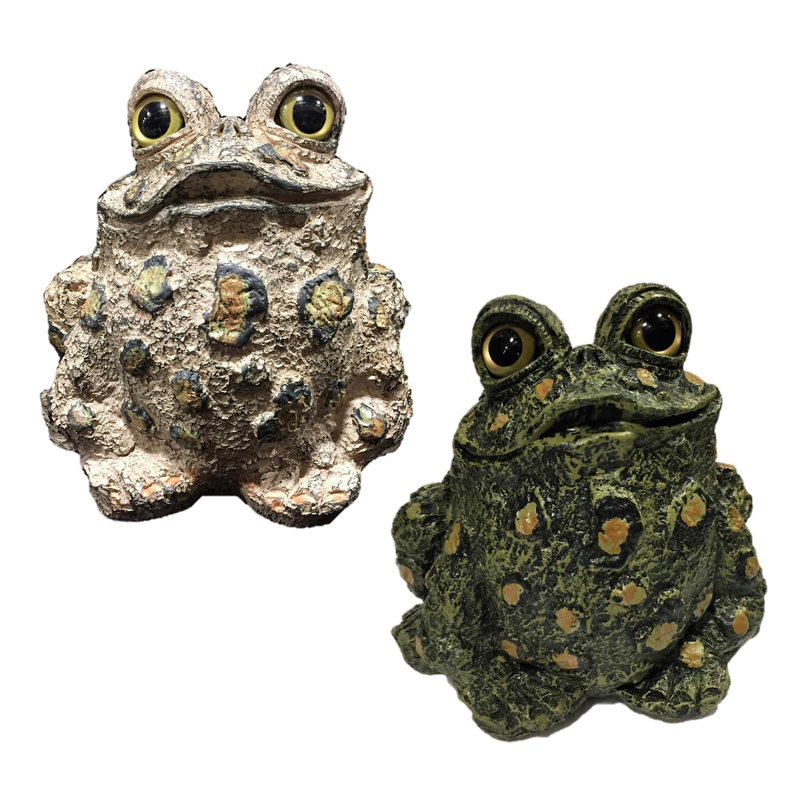 Statue de jardin fantaisiste crapaud «Stretch», H 9 po x l 9,75 po x P 6,75 po, Brown/Green, 2