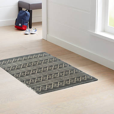 Griffie 100% Polyester Stripe Pattern Machine Washable Bathroom Rug Ebern Designs Color: Graphite, Size: 20 W x 32 L