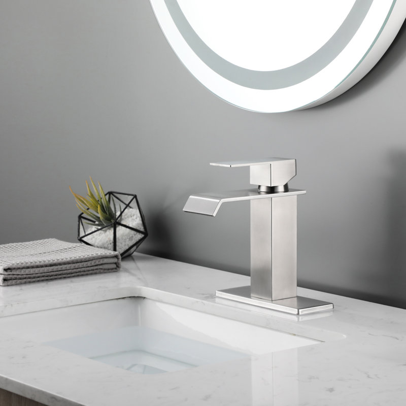 Stylish Bathroom Faucet, Waterfall Style, Stainless Steel, Brushed Nickel, & Accredited Temperature Control Tap, Rust-,