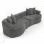 Canapé modulaire courbé 4 places Modern Cloud, design minimaliste, sans assemblage, tissu chenille doux, confort et style