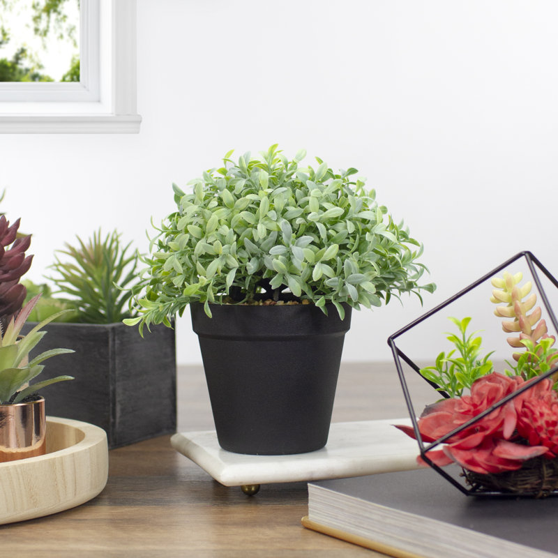 Buis artificiel vert en pot 7,5 po