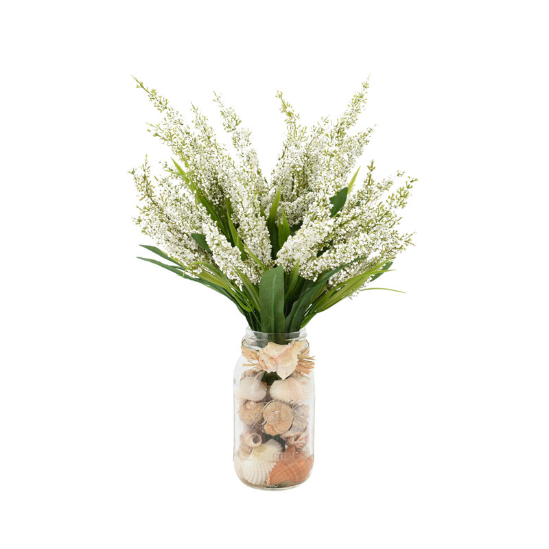 Arrangements floraux en pot Mason, blanc