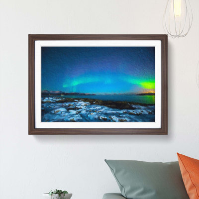 The Northern Lights Aurora Borealis in Norway - Picture Frame Painting Print on MDF