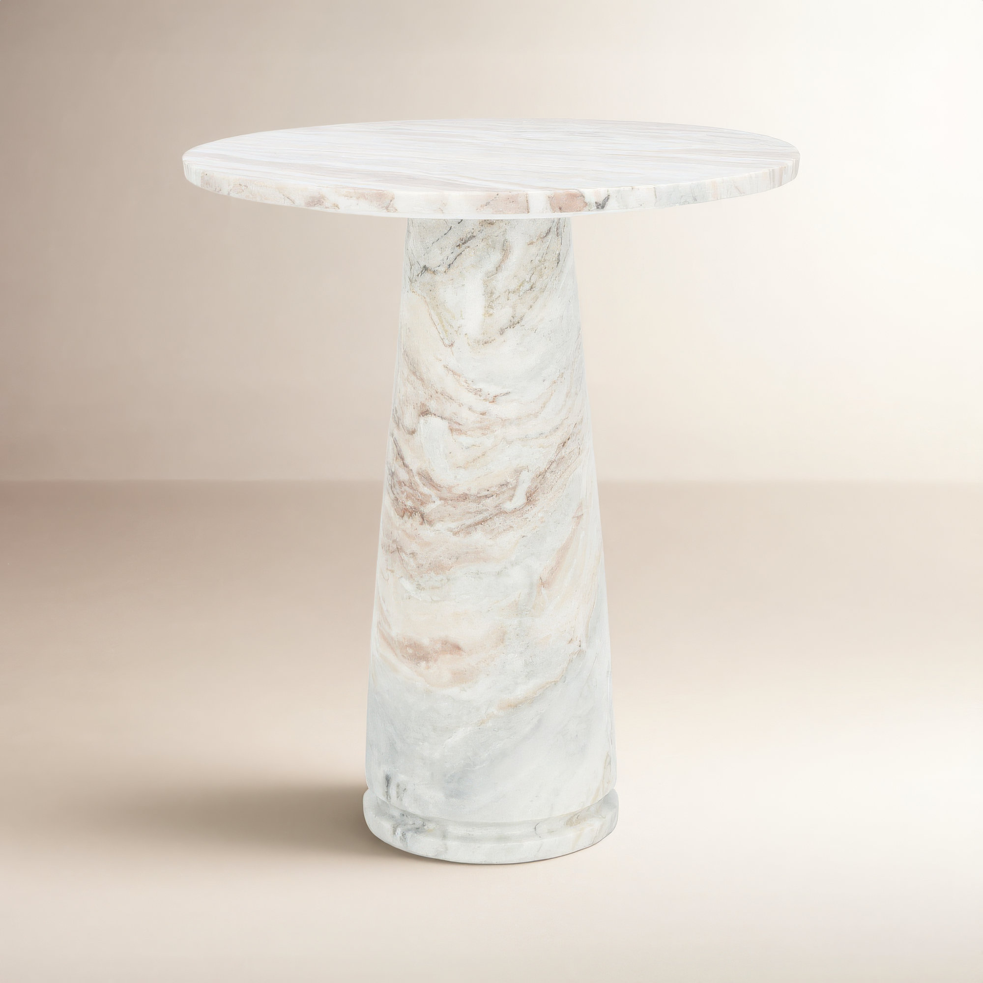 Daktari End Table, White/Brown
