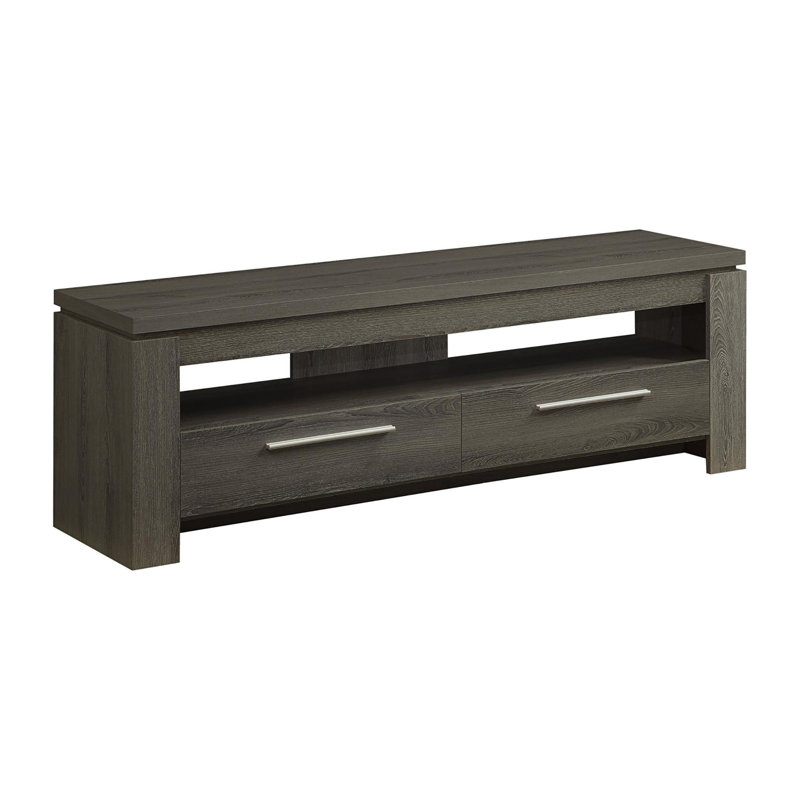 Weathered Grey 59-Inch 2-Drawer TV Console, Dark Gray