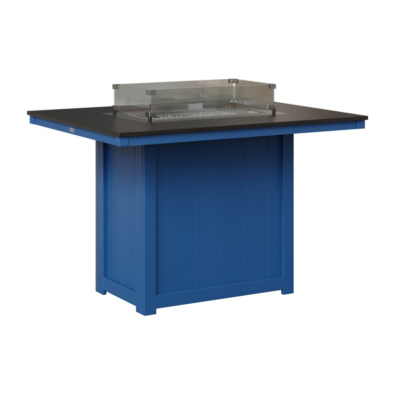 Foyer de table berlinois Donoma, H 36 po x l 41 po x P 54 po, Plateau martelé noir avec base bleu pacifique
