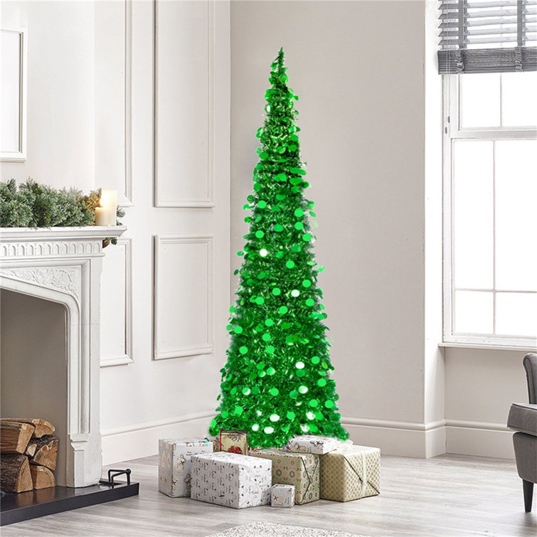 Hastings Home 59-in W x 24.5-in H Green Rolling Christmas Tree